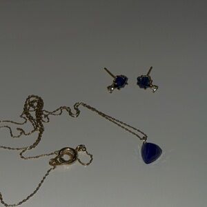 Blue stone necklace and earring